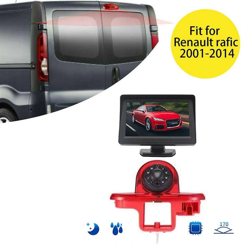 170 Backup Rear View Camera Brake Light & 4.3Inch Monitor for Trafic 2001-2014 Opel/Vaxhall Vivara C