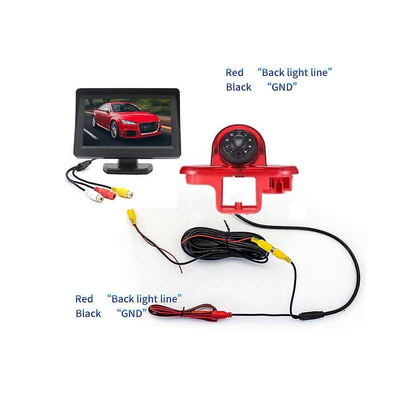 170 Backup Rear View Camera Brake Light & 4.3Inch Monitor for Trafic 2001-2014 Opel/Vaxhall Vivara C