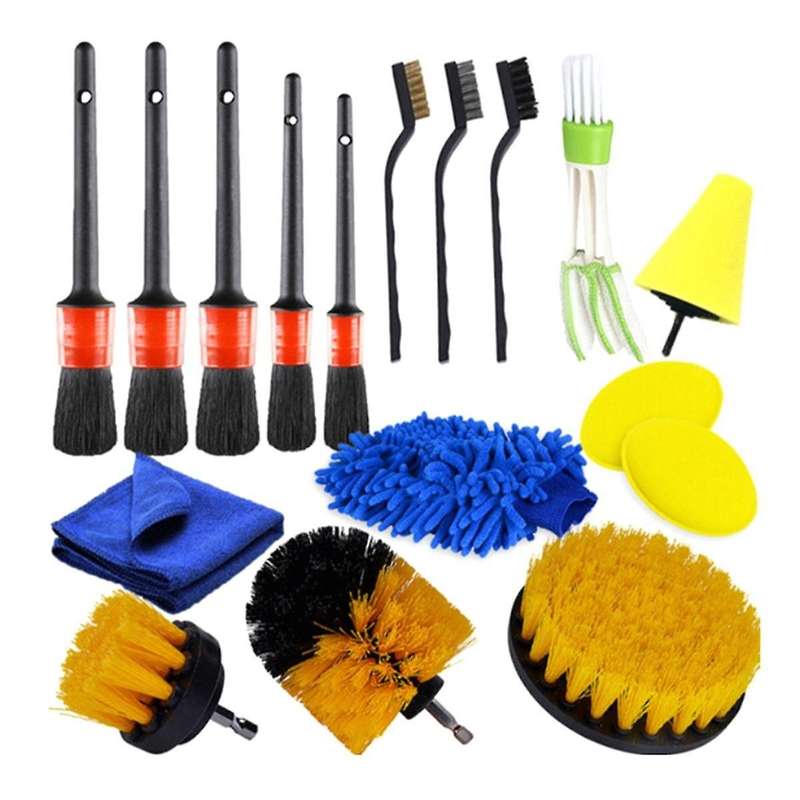 17 Pcs Car Detailing Brush Set Car Cleaning Brushes Sponges Towels for Car Air Vents Rim Cleaning Di