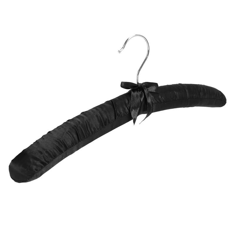 17 Inch Satin Padded Hangers,Silk Hangers for Wedding Dress Clothes,Coats,Suits,Blouse (Black,5 Pac