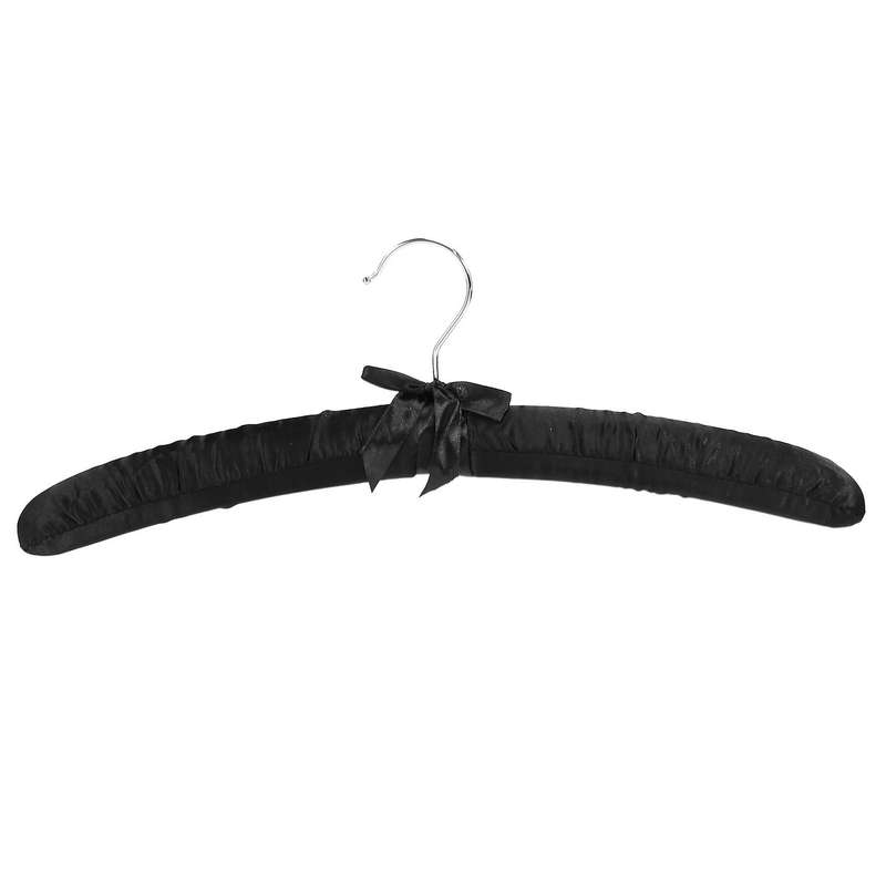 17 Inch Satin Padded Hangers,Silk Hangers for Wedding Dress Clothes,Coats,Suits,Blouse (Black,5 Pac
