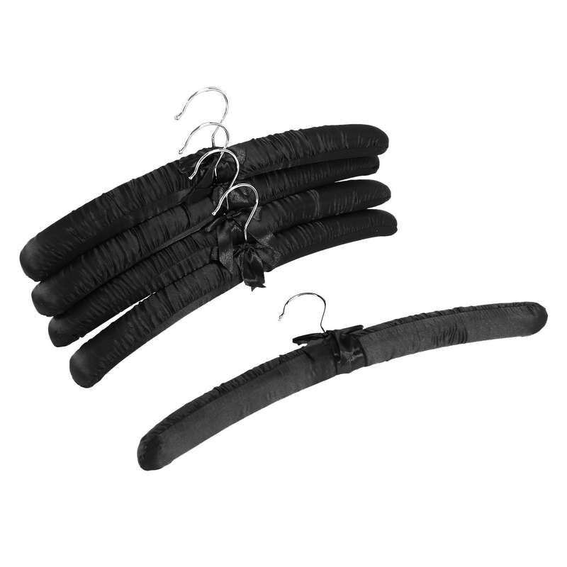 17 Inch Satin Padded Hangers,Silk Hangers for Wedding Dress Clothes,Coats,Suits,Blouse (Black,5 Pac