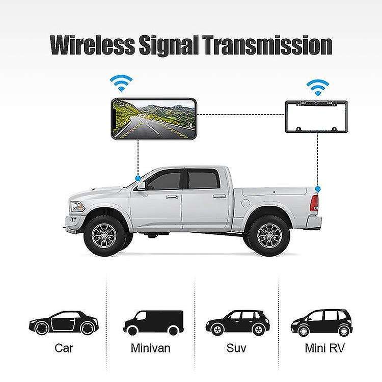 170 Degree Car License Plate Backup Camera WiFi Wireless Rear View Cam for Android IOS