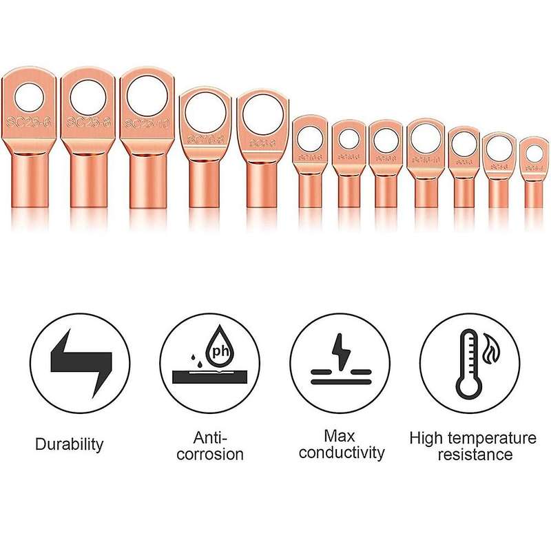 170Pcs Battery Cable Ends Battery Wire Lugs Eyelets Tubular Ring Terminal Connectors for AWG4, AWG6,