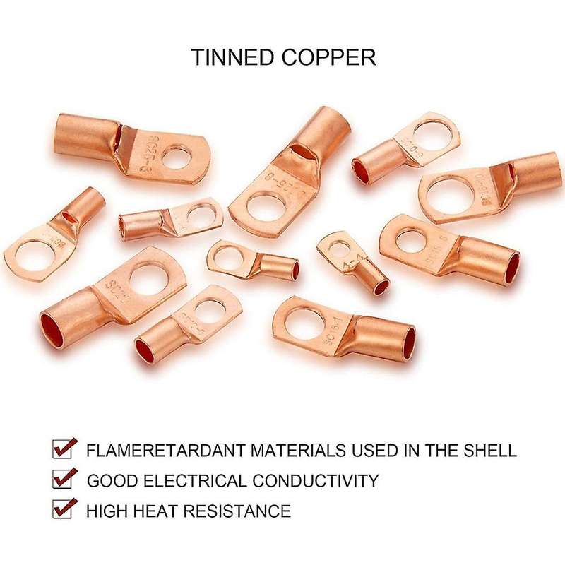 170Pcs Battery Cable Ends Battery Wire Lugs Eyelets Tubular Ring Terminal Connectors for AWG4, AWG6,
