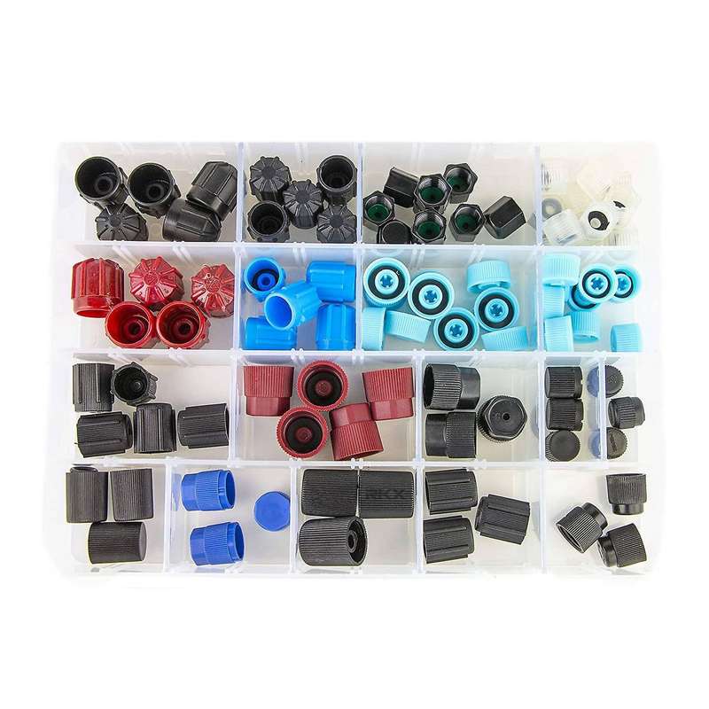 170Pcs Universal Air Conditioning R134A R12 High Low Side Valve Core Service Port Dust Cap Replaceme