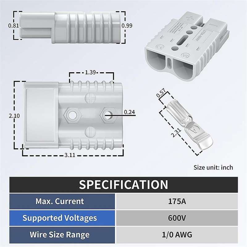 175Amp Battery Quick Connect/Disconnect Connector, Wiring Harness Plug Connector Kit for Car Winch