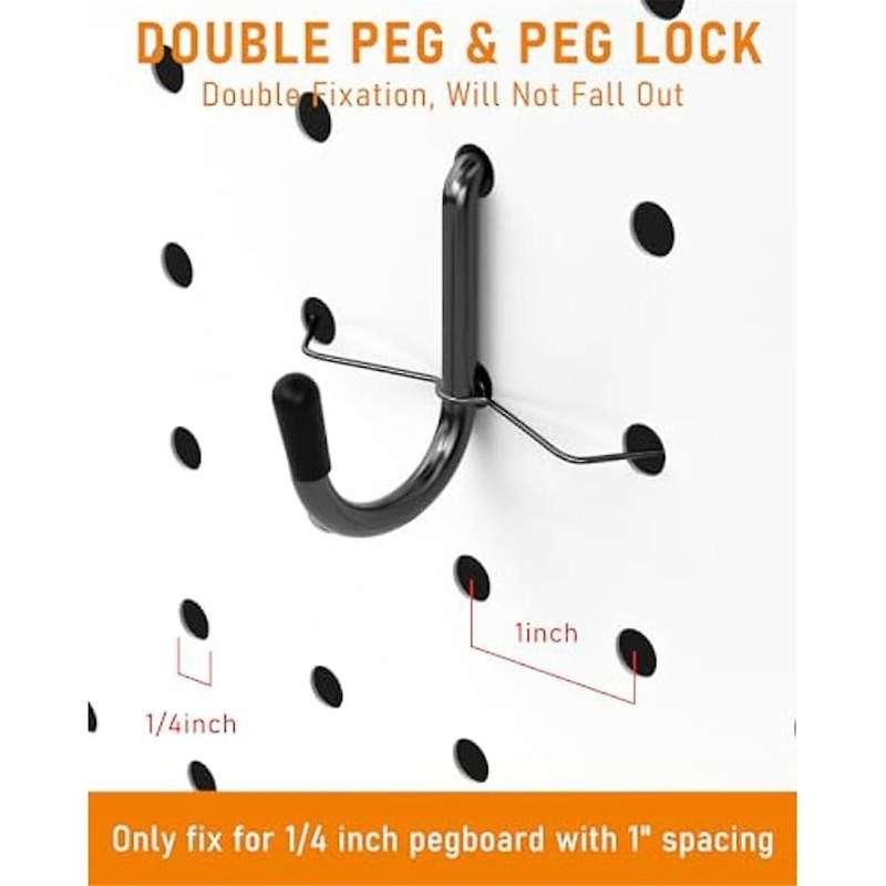 176PCS Hooks Set,1/4Inch Metal Peg Board Hook Assortment with Peg Lock Accessories for Garage Wall