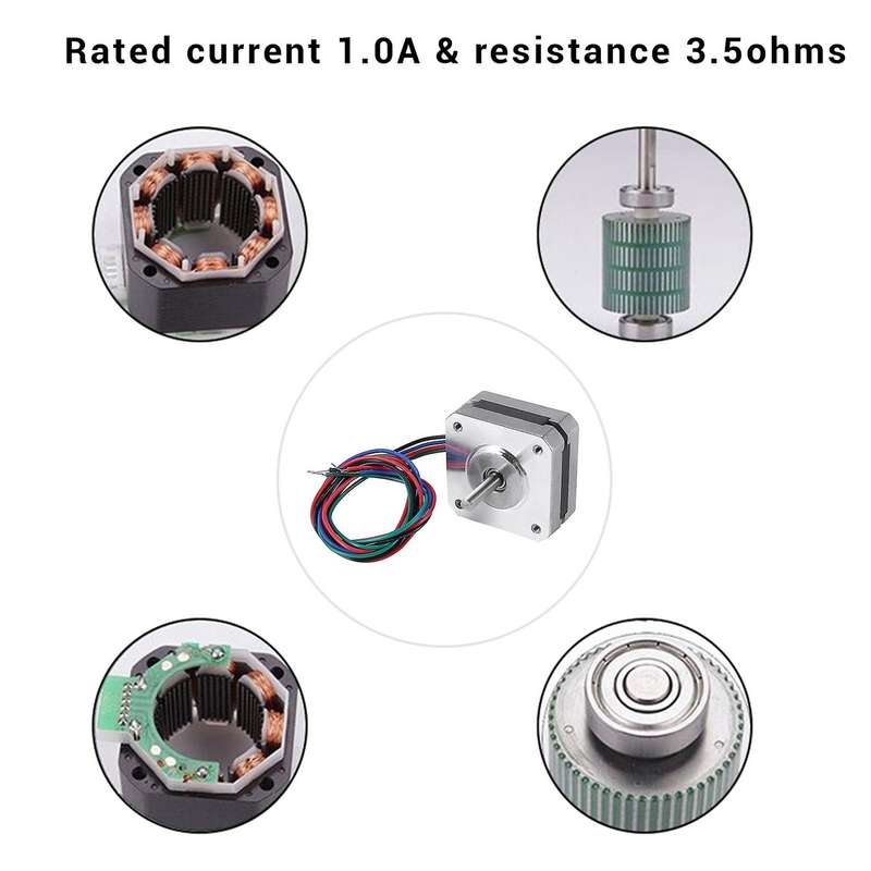 17Hs08-1004S 4-Lead Nema 17 Stepper Motor 20Mm 1A 13Ncm(18.4Oz.In) 42 Motor Nema17 Stepper for Diy