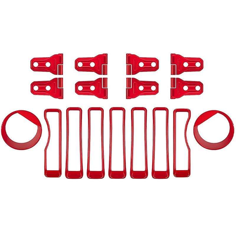 17PCS Front Grille Insert Grill, Headlight Lamp Cover Trim Clip-in and Door Hinge for 2018 2019 2020
