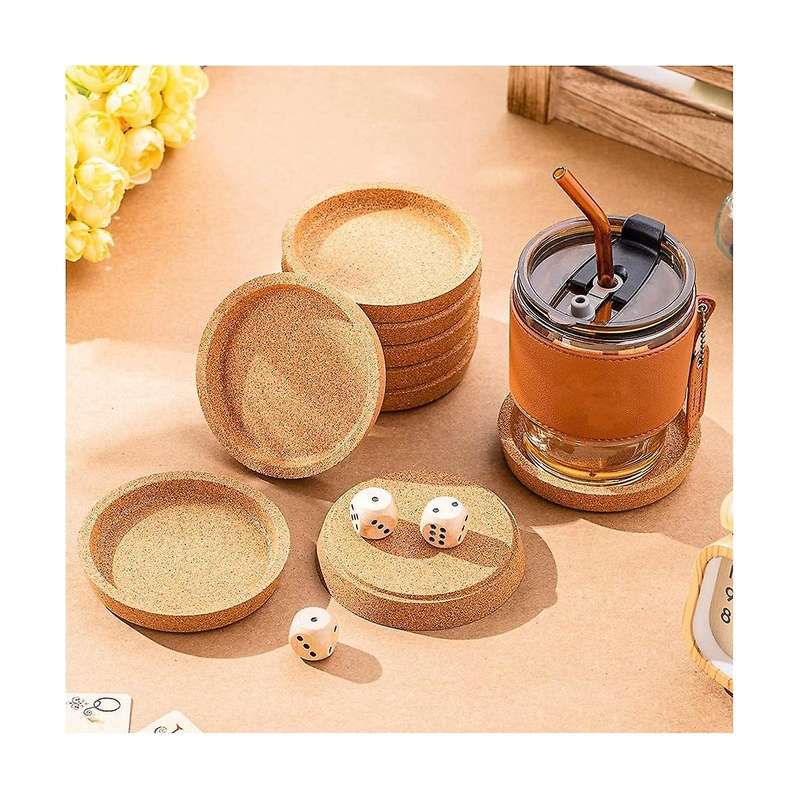 18 Cork Coasters Bulk 4 Inch Round Lip Cup Holder Leak Proof Cork Coasters for Drinks Reusable Abso