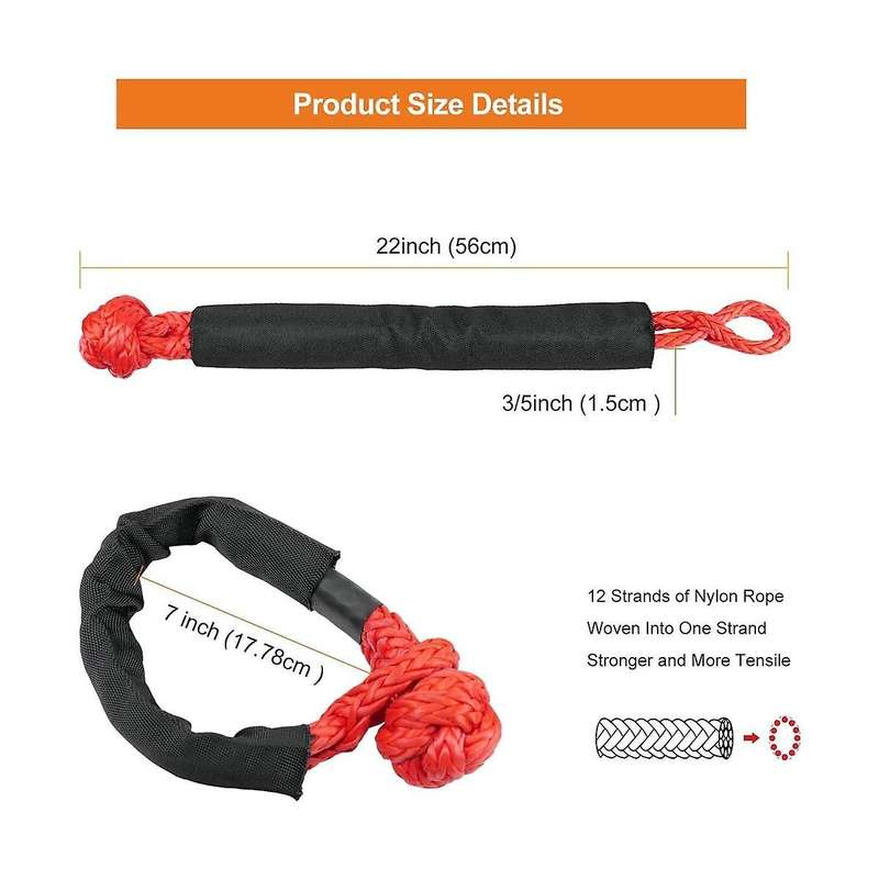 17-ton Knot Rope Soft Shackle Single Winch Rope Trailer Rope Trailer Hitch Off-road Vehicle Accesso