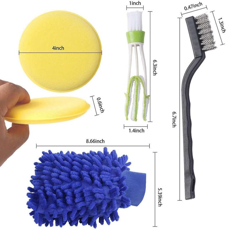17Pcs Car Detailing Brush Set, Wheel & Tire Brush, Car Towel, Car Wash Mitt, Wire Brushes, Car Wash