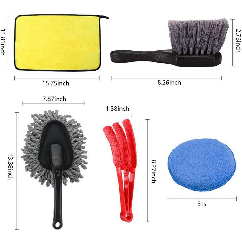 17Pcs Car Detailing Brush Set, Wheel & Tire Brush, Car Towel, Car Wash Mitt, Wire Brushes, Car Wash