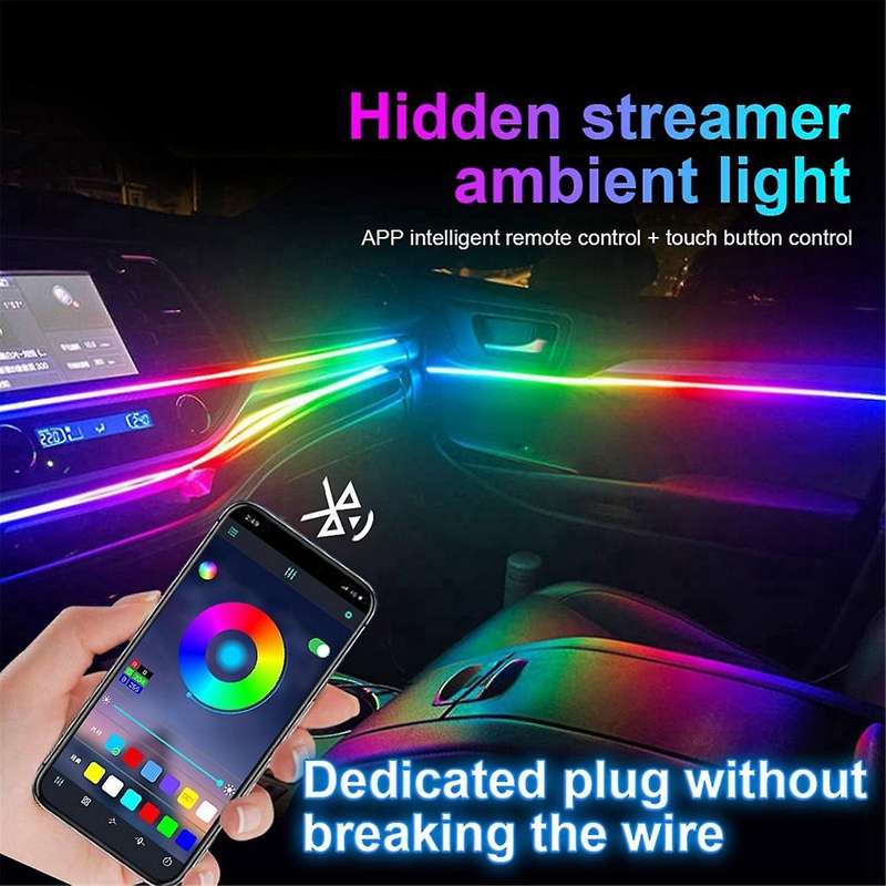 18 in 1 RGB Symphony Streamer Car Ambient Lights Interior LED Acrylic Strips Decoration Atmosphere L