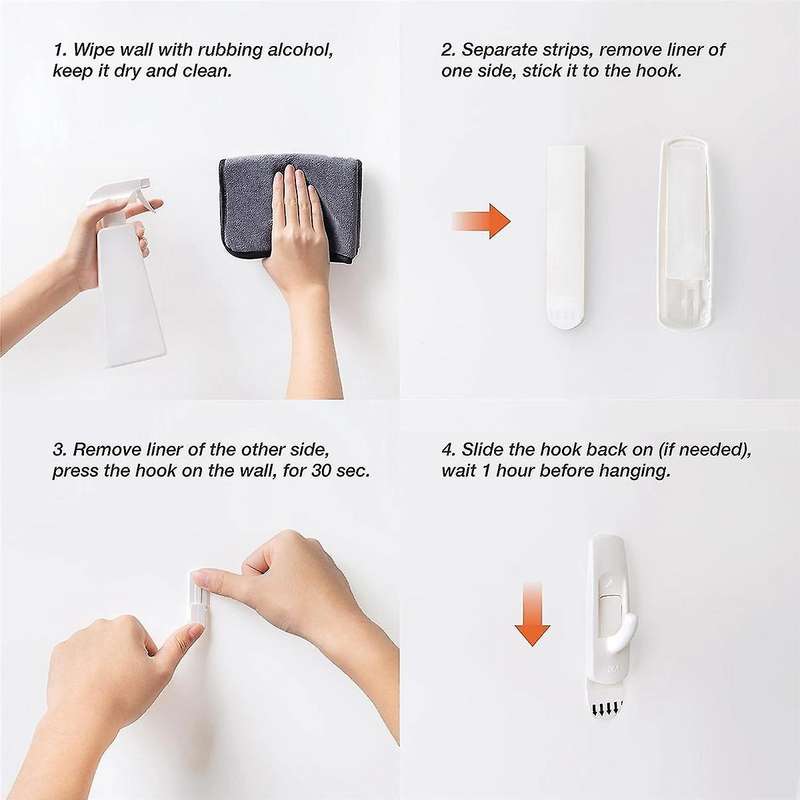 18 Hooks+24 Strips, Medium Utility Hooks, Organize Damage-free Hanging Hooks Heavy Duty with Adhesi