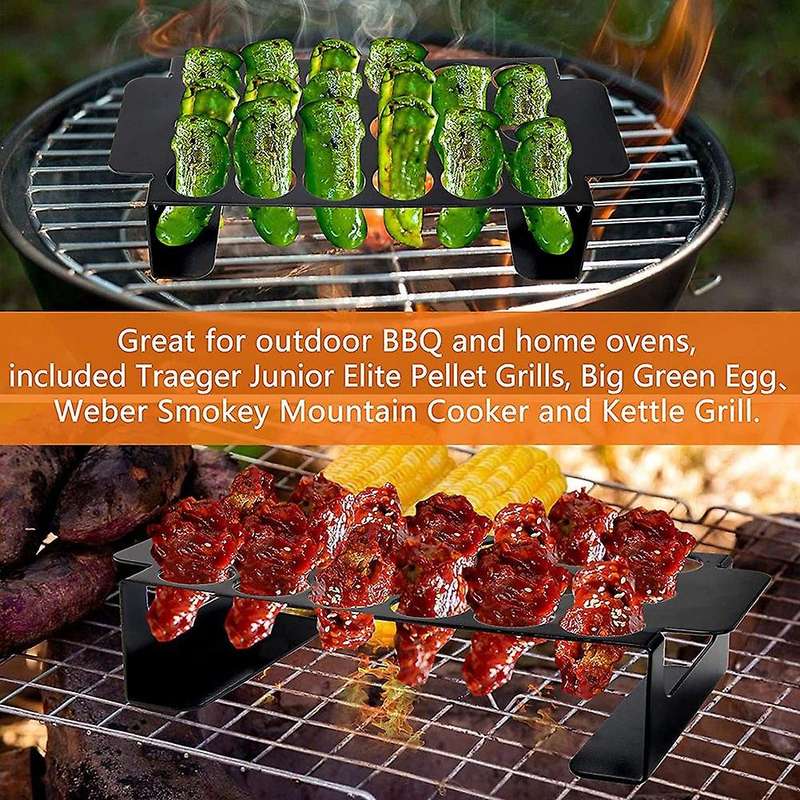 18 Hole Black Jalapeno Grill Rack for Chili 2 Pack,Stainless Steel Barbecue Chili Pepper Roasting Ra
