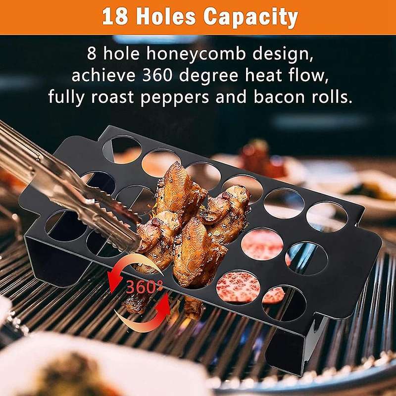 18 Hole Black Jalapeno Grill Rack for Chili 2 Pack,Stainless Steel Barbecue Chili Pepper Roasting Ra