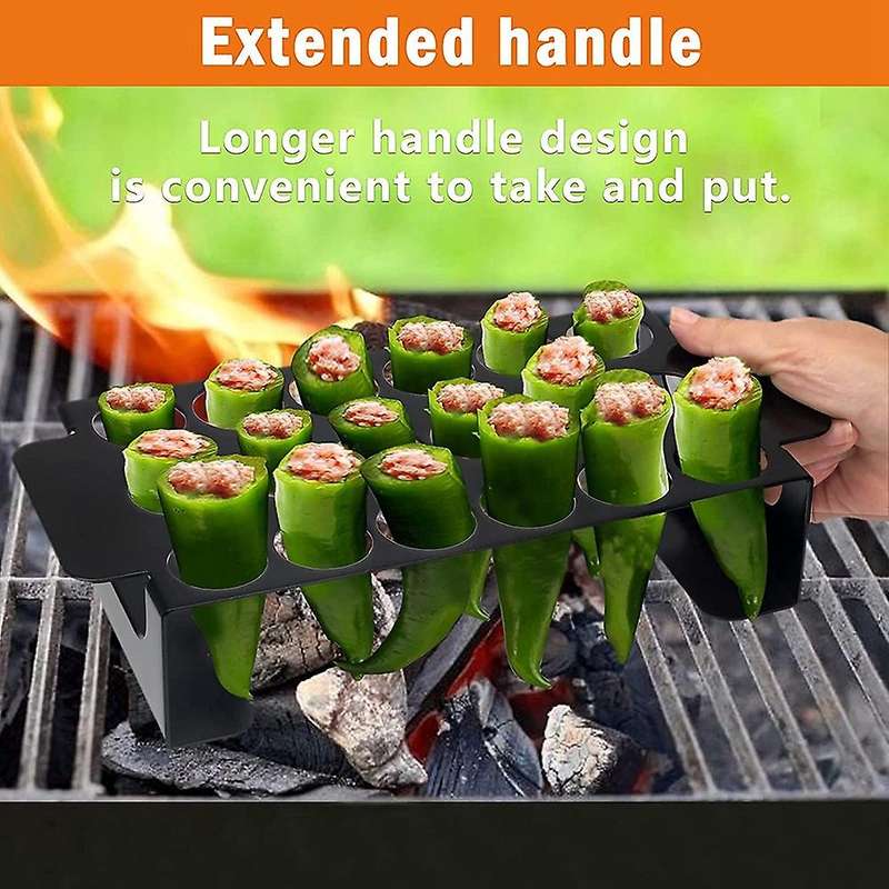 18 Hole Black Jalapeno Grill Rack for Chili 2 Pack,Stainless Steel Barbecue Chili Pepper Roasting Ra