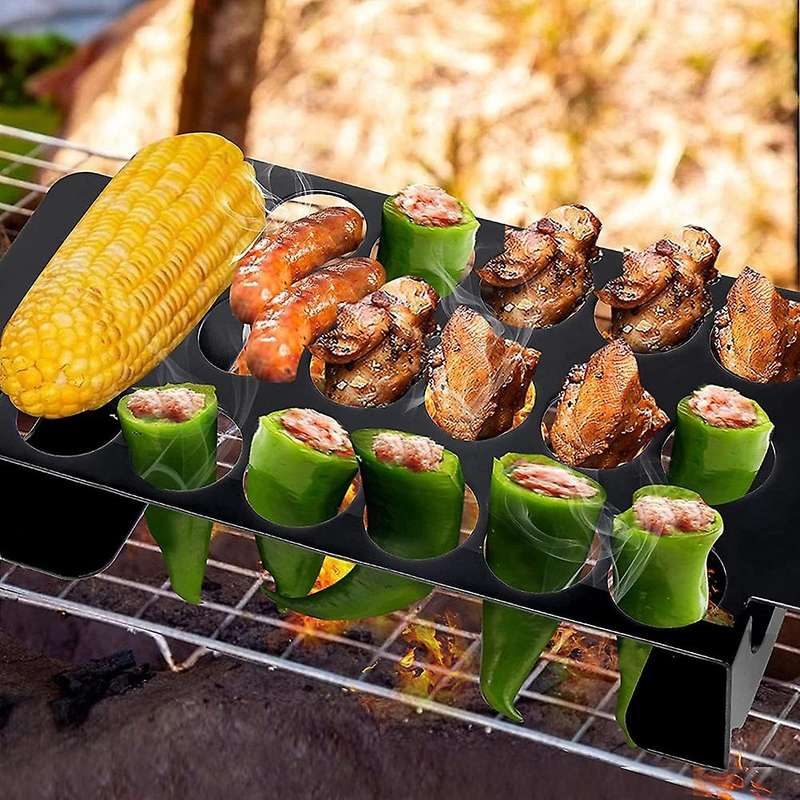 18 Hole Black Jalapeno Grill Rack for Chili 2 Pack,Stainless Steel Barbecue Chili Pepper Roasting Ra