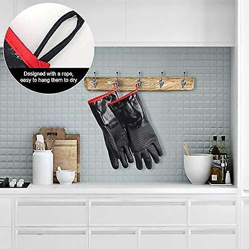 18 Inches, Heat Resistant BBQ Gloves, Long Sleeve Grill Gloves, Non-Slip Neoprene Coating, Soft Insi
