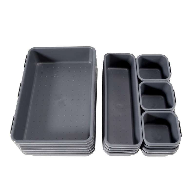 18 Pack Drawer Organizer Tray, Multi-purpose Desk Drawer Tray Organizer for Kitchen Bathroom Office