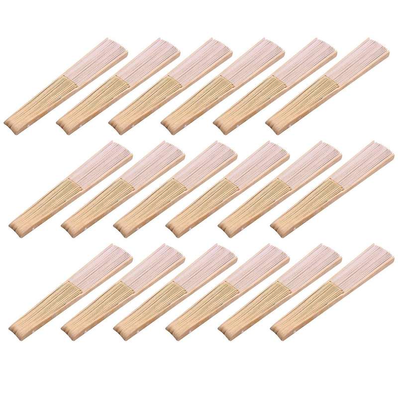 18 Pieces White Handheld Fans Cloth Fans Bamboo Folding Fans for Wedding Decoration, Church Wedding
