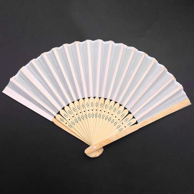 18 Pieces White Handheld Fans Cloth Fans Bamboo Folding Fans for Wedding Decoration, Church Wedding