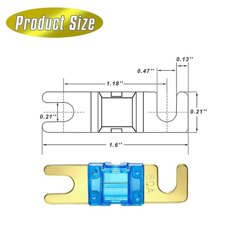 18 Pieces Mini ANL Fuse, Plated ANL Fuse Pack (20A, 30A, 40A, 50A, 60A, 80A, 100A, 125A, 150A) for A