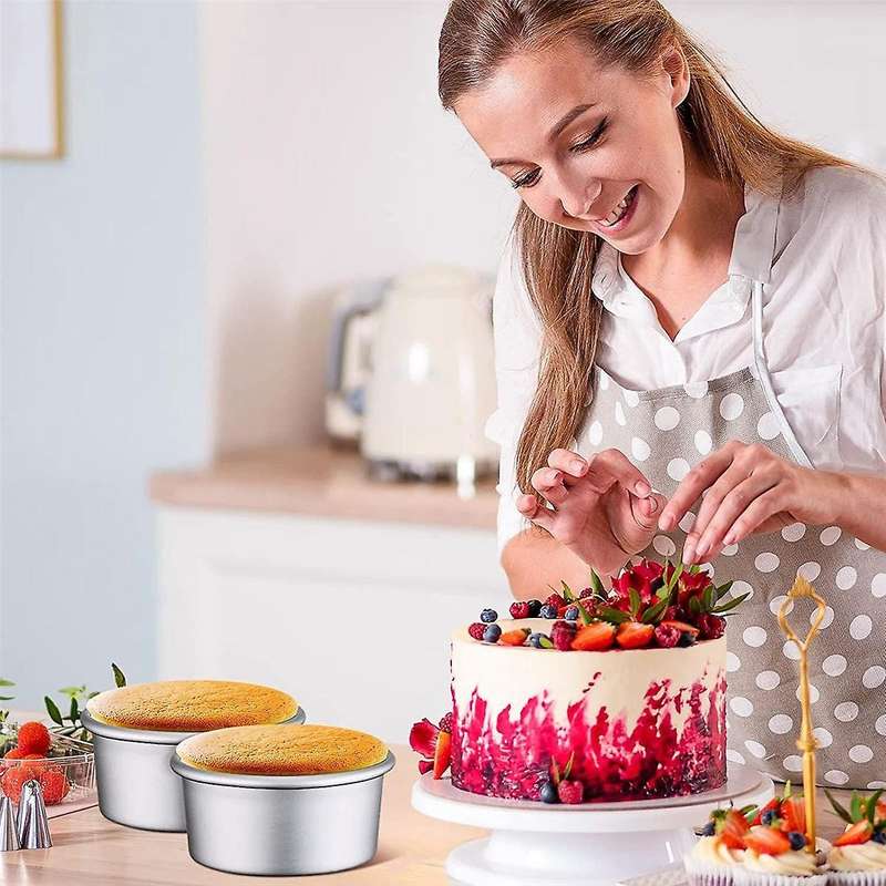 18 Pieces 4 Inch Small Cake Pan Mini Round Cake Pans for Baking Cake Pans Cheese Cake, Pizza, Quich