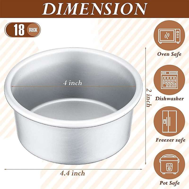18 Pieces 4 Inch Small Cake Pan Mini Round Cake Pans for Baking Cake Pans Cheese Cake, Pizza, Quich