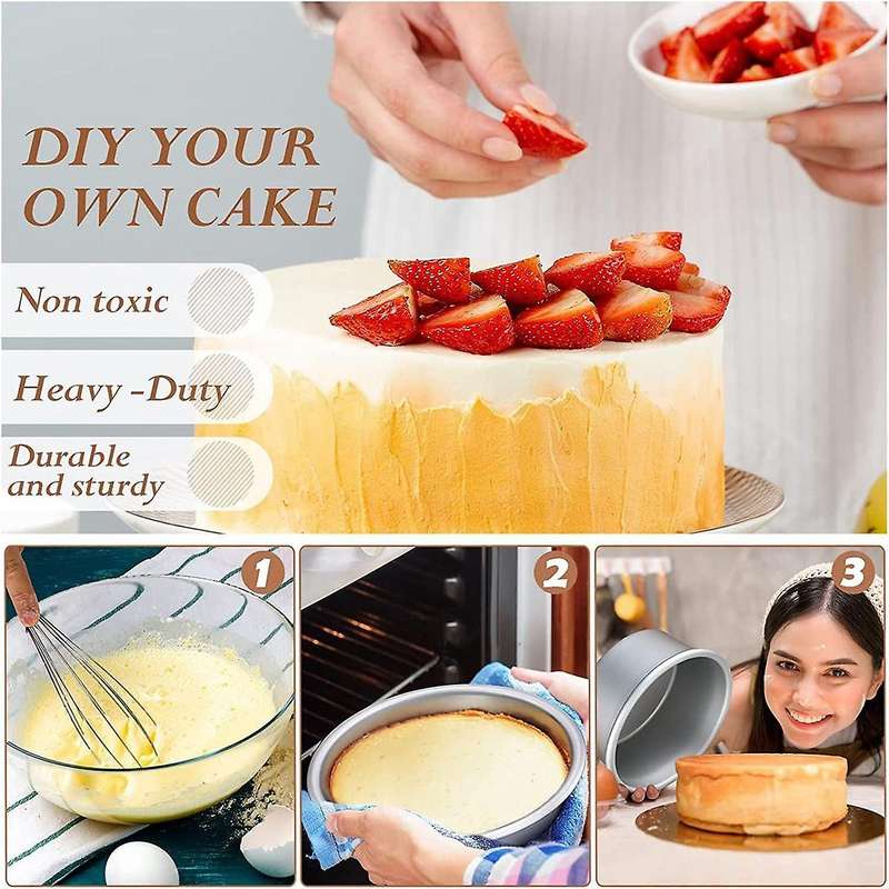 18 Pieces 4 Inch Small Cake Pan Mini Round Cake Pans for Baking Cake Pans Cheese Cake, Pizza, Quich