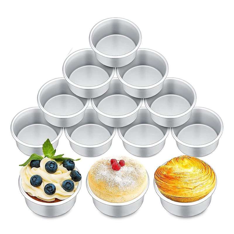 18 Pieces 4 Inch Small Cake Pan Mini Round Cake Pans for Baking Cake Pans Cheese Cake, Pizza, Quich