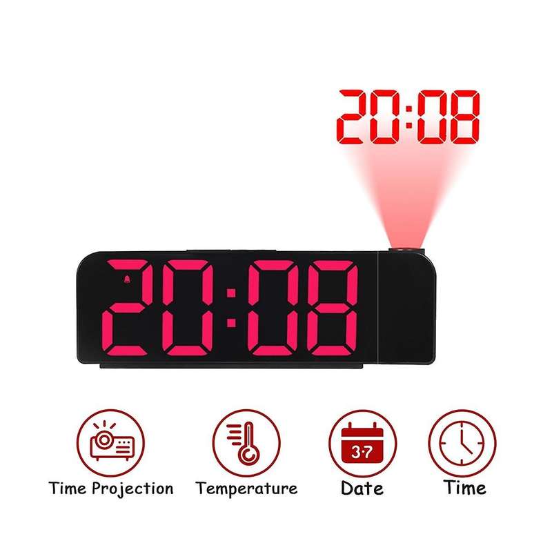 180 Rotation Projection Alarm Clock 12/24h Led Digital Clock Usb Charge Ceiling Projector Alarm Cl