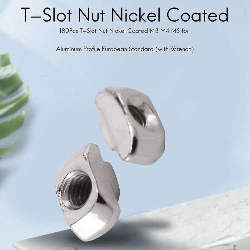 180pcs T-slot Nut Coated M5 for Aluminum Profile European Standard (with Wrench)
