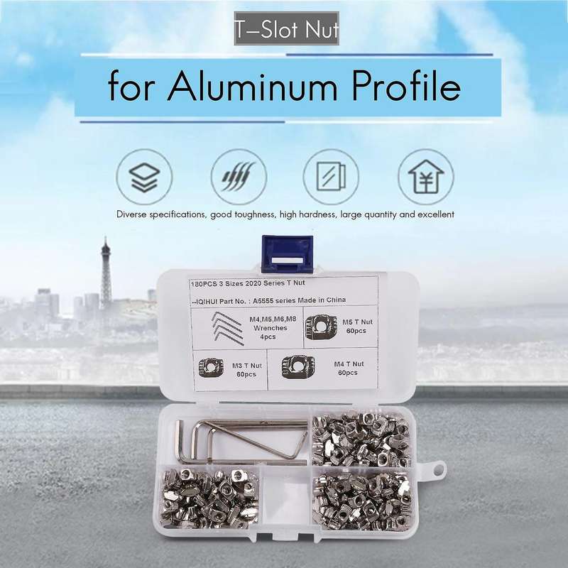180pcs T-slot Nut Coated M5 for Aluminum Profile European Standard (with Wrench)