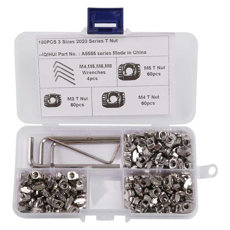 180pcs T-slot Nut Coated M5 for Aluminum Profile European Standard (with Wrench)