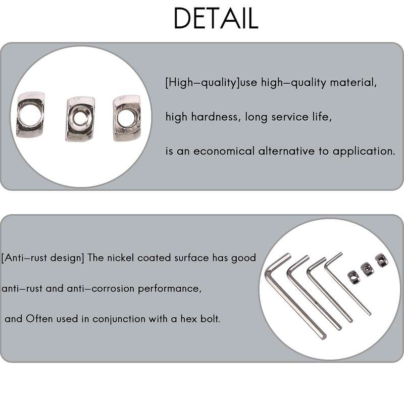180pcs T-slot Nut Coated M5 for Aluminum Profile European Standard (with Wrench)