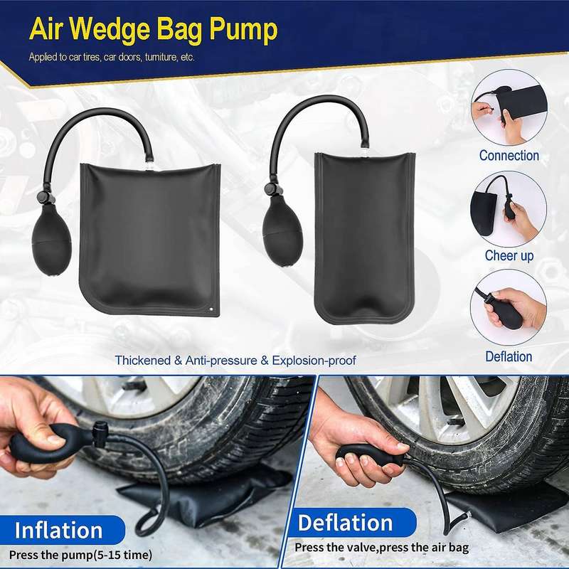 18Pcs Car Tool Kit Easy Entry Long Reach Air Wedge Bag Auto Trim Removal Tool Essential Emergency Lo