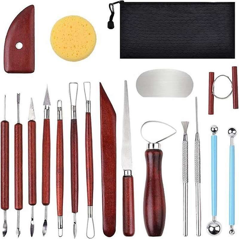 18PCS Ceramics Wooden Metal Laser Knife Clay Sculpture Clay Carving Knife Soft Clay Tools