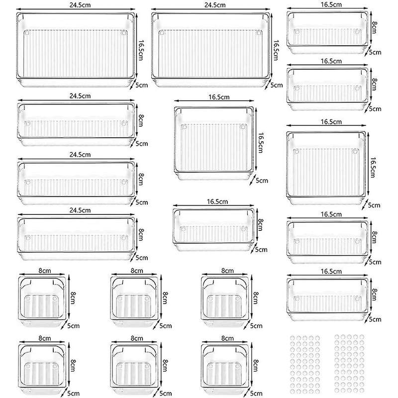 18PCS Separate Drawers Organiser System, Non-Slip Drawer Organiser