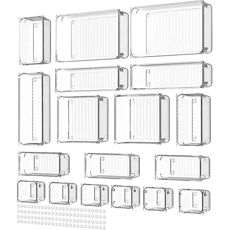 18PCS Separate Drawers Organiser System, Non-Slip Drawer Organiser