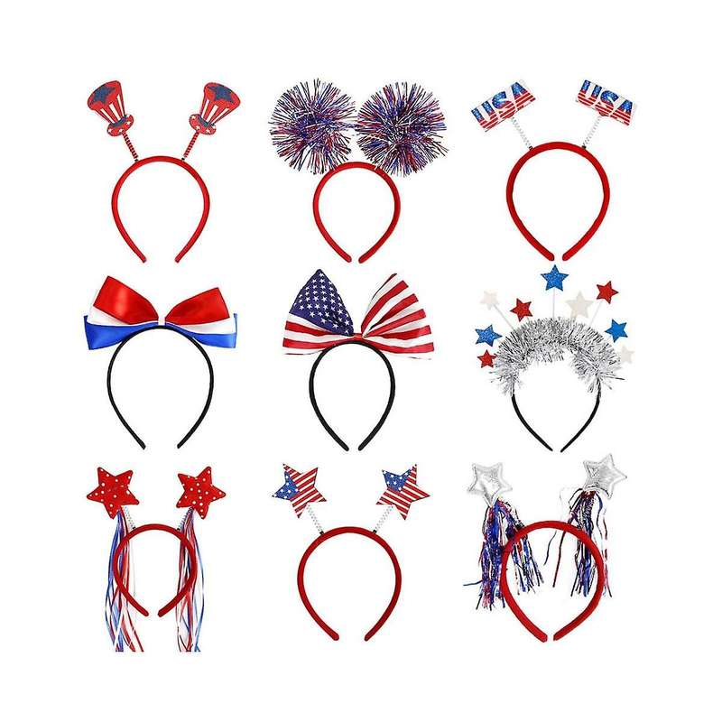 18pcs Independence Day Headwear Patriotic Head Boppers Headband Fourth 4th Of July Party Accessories