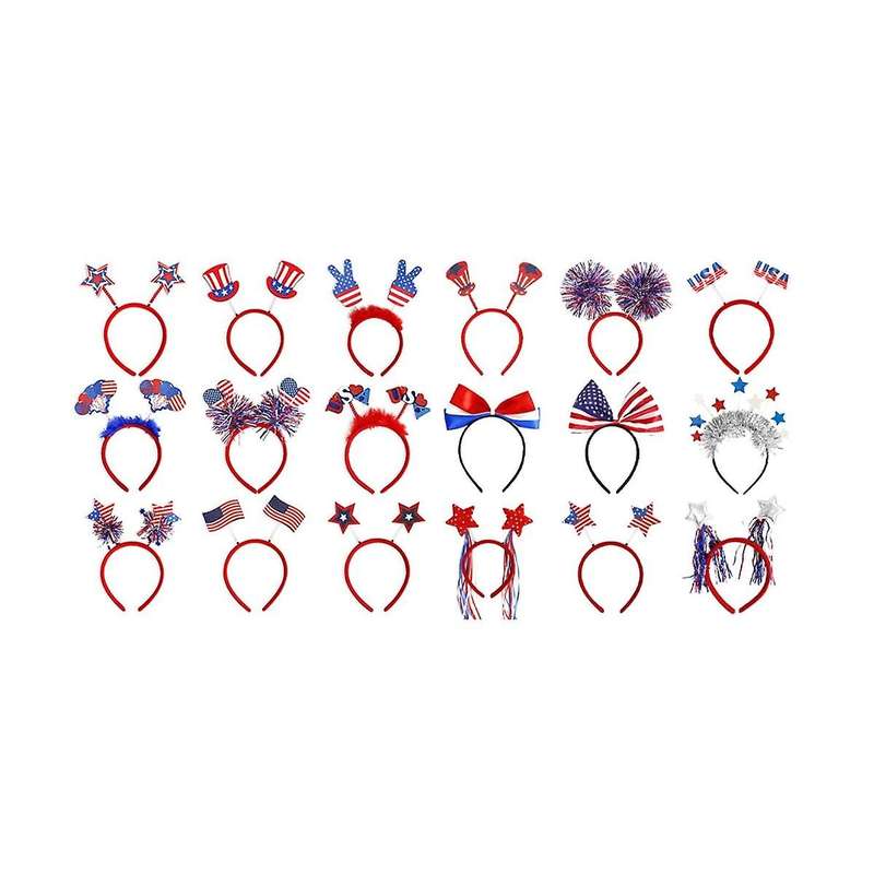 18pcs Independence Day Headwear Patriotic Head Boppers Headband Fourth 4th Of July Party Accessories