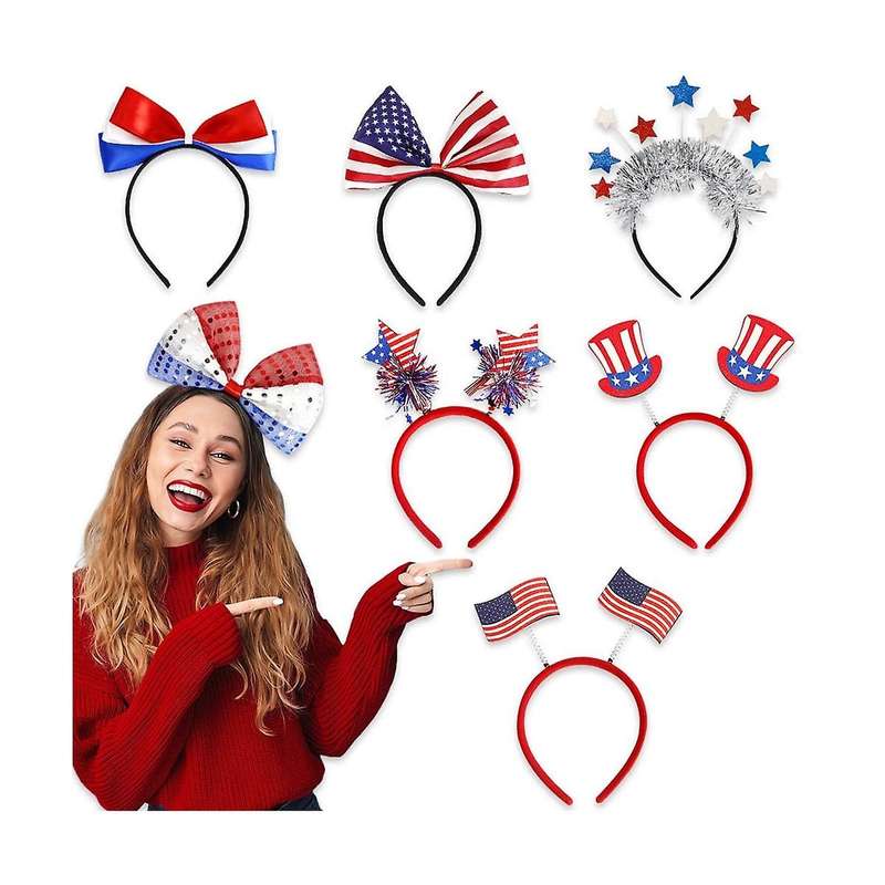 18pcs Independence Day Headwear Patriotic Head Boppers Headband Fourth 4th Of July Party Accessories
