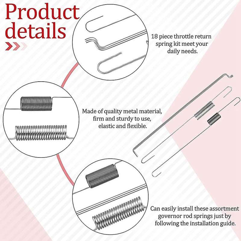 18Pcs Throttle Return Spring Kit Governor Connecting Rod Speed Control Spring for 168F/ GX160/ GX200