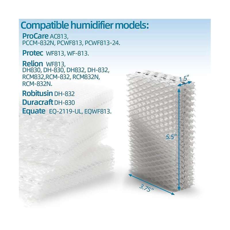 18pcs Wf813 Humidifier Filter Humidifier Wick Filter Replacement Compatible for Relion Rcm-832 Rcm-