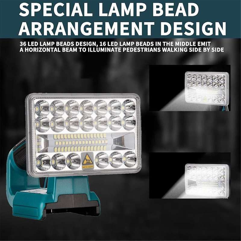 18v Led Working Lamp Flashlight Outdoor Spotlight Light for Bl1430 Bl1830 Lithium Battery Usb Outdoo
