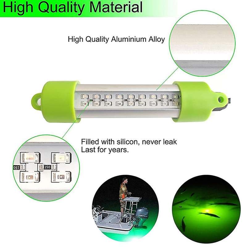 18W DC 12V LED Fish Attracting Light Fishing Lure Bait Fishing Finder Light Submersible Underwater F