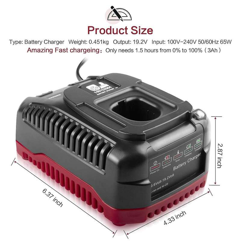 19.2 Volt C3 Battery Charger Replacement for 19.2 Volt Lithium & Ni-Cad Battery 315.PP2010 315.PP20